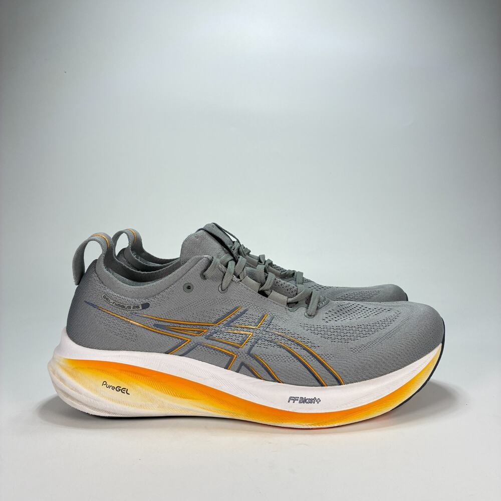 ASICS GEL-Nimbus 26 Extra Wide Grey Orange Running Shoes 1011B796 Men's Size 14